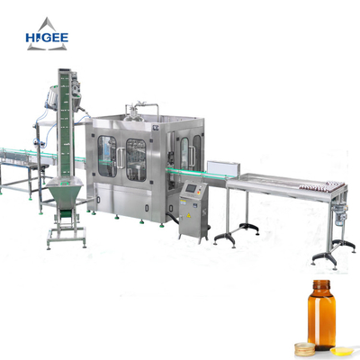 China Farmacêutica 30ml 60ml 100ml garrafa de vidro tampando máquina de enchimento líquido com máquina de rotulagem autoadesiva fornecedor